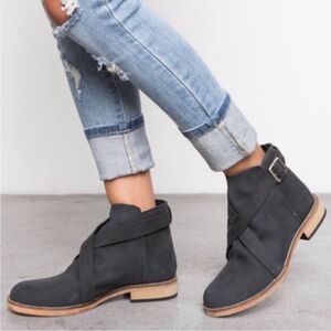 Free People booties. Stacked heel and leather sole.